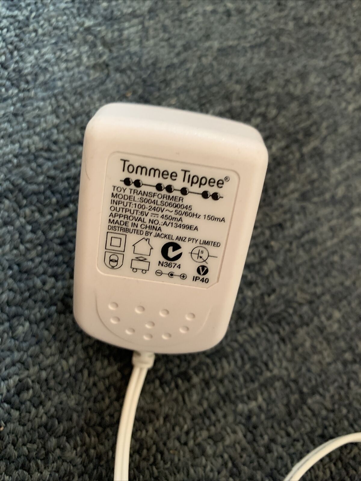 Tommee Tippee Toy Transformer S004LS0600045 AC Adapter 6V 450mA Colour: White C